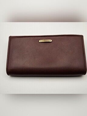 Hidesign Reddish Tan Leather Continental Flap Wallet Plaid Lined